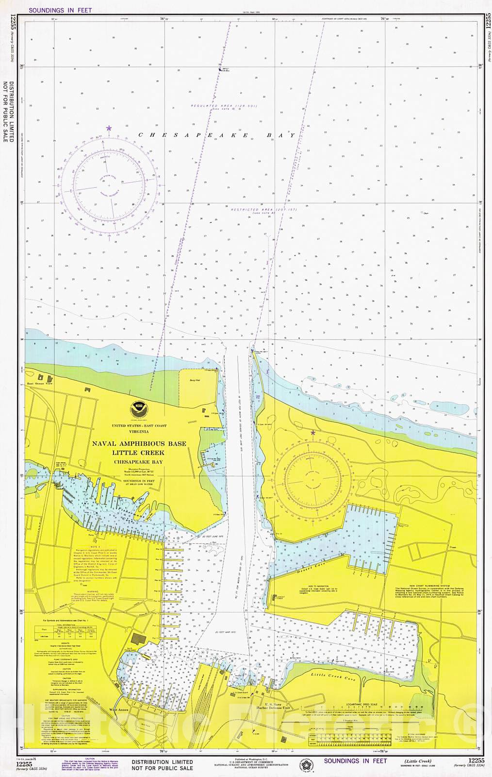 Historic Nautical Map - Little Creek, 1976 NOAA Chart - Virginia (VA) - Vintage Wall Art
