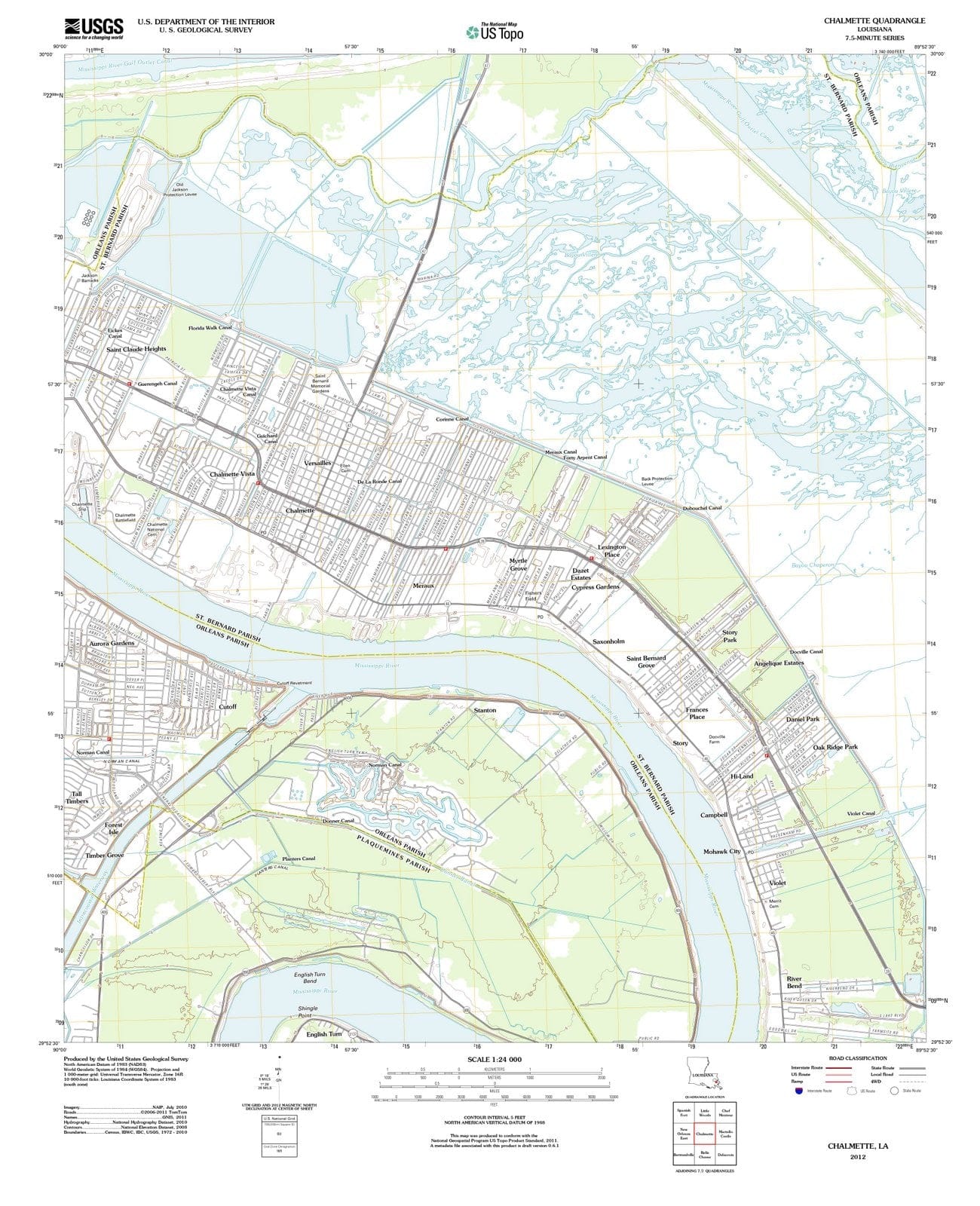 2012 Chalmette, LA - Louisiana - USGS Topographic Map