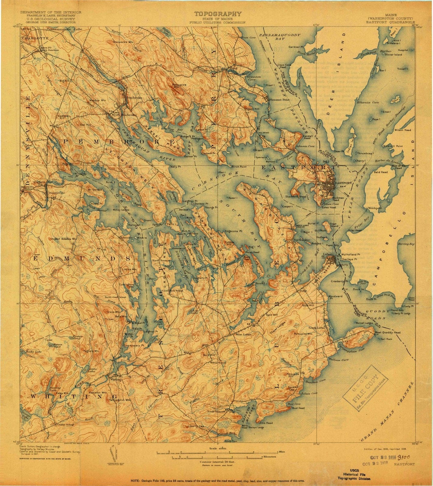 1908 Eastport, ME - Maine - USGS Topographic Map