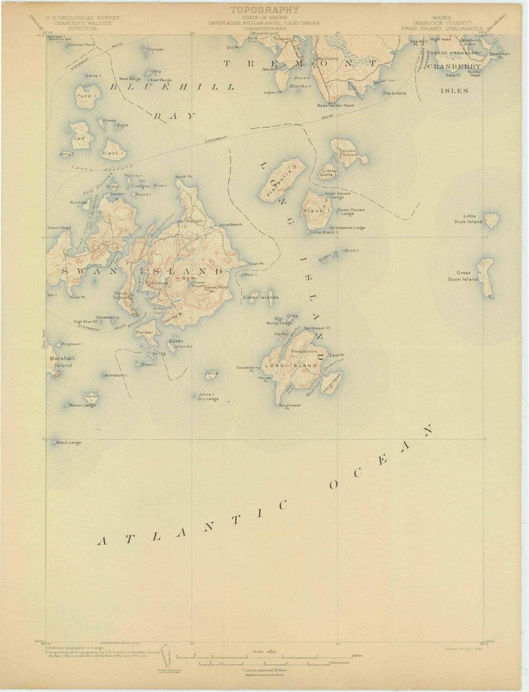 1904 Swan Island, ME - Maine - USGS Topographic Map