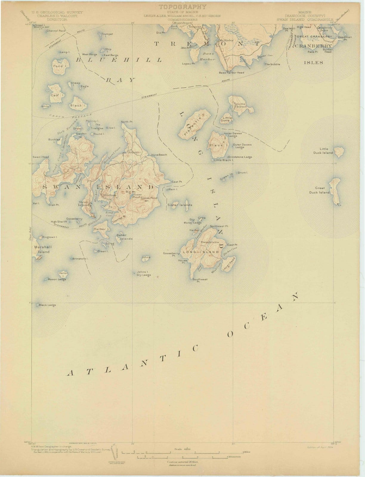 1904 Swan Island, ME - Maine - USGS Topographic Map