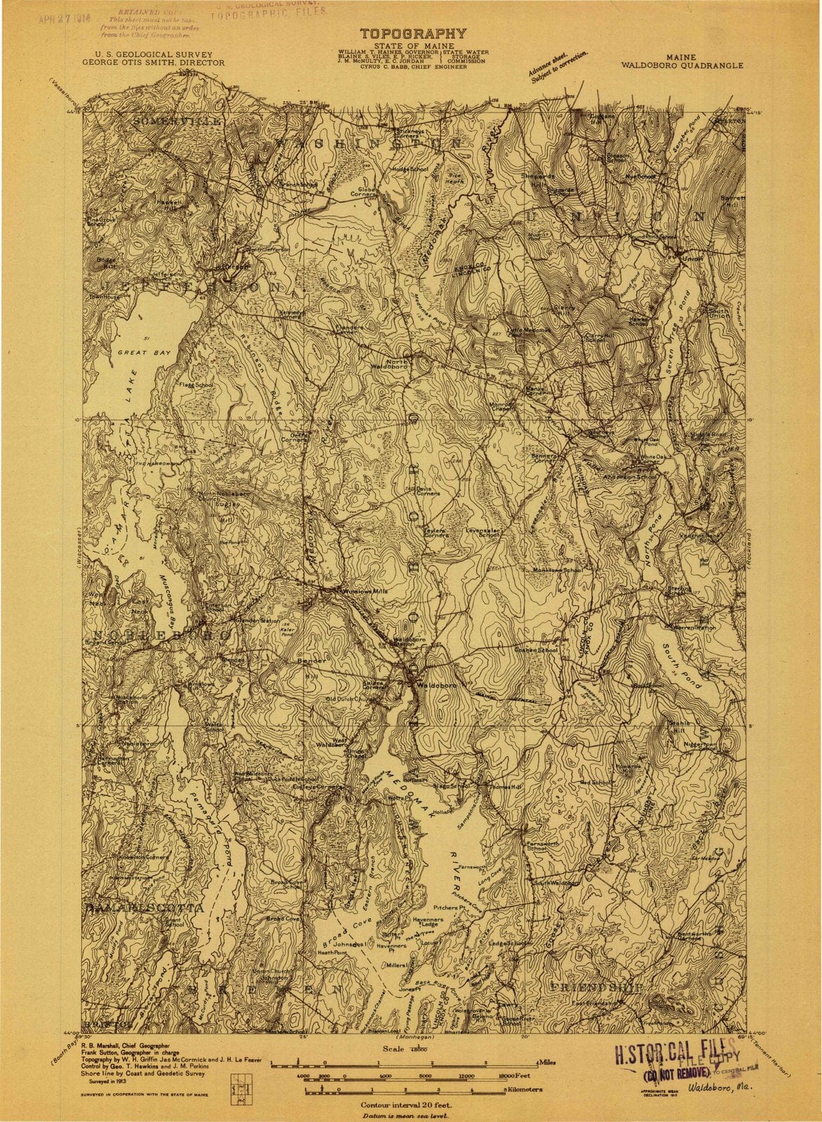 1913 Waldoboro, ME - Maine - USGS Topographic Map