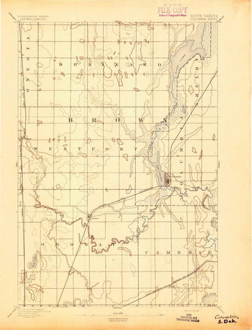 1894 Columbia, SD - South Dakota - USGS Topographic Map