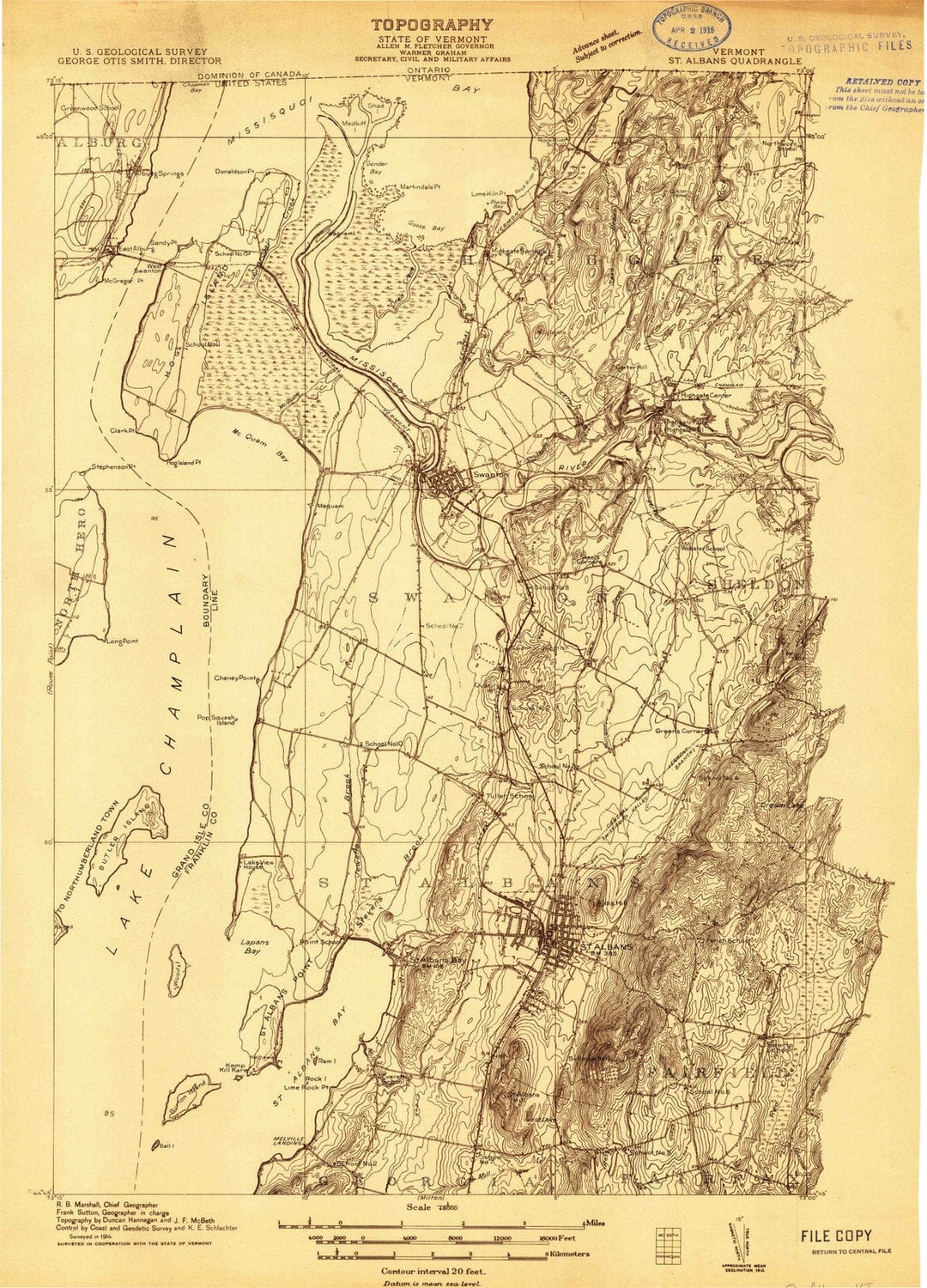 1914 St. Albans, VT - Vermont - USGS Topographic Map