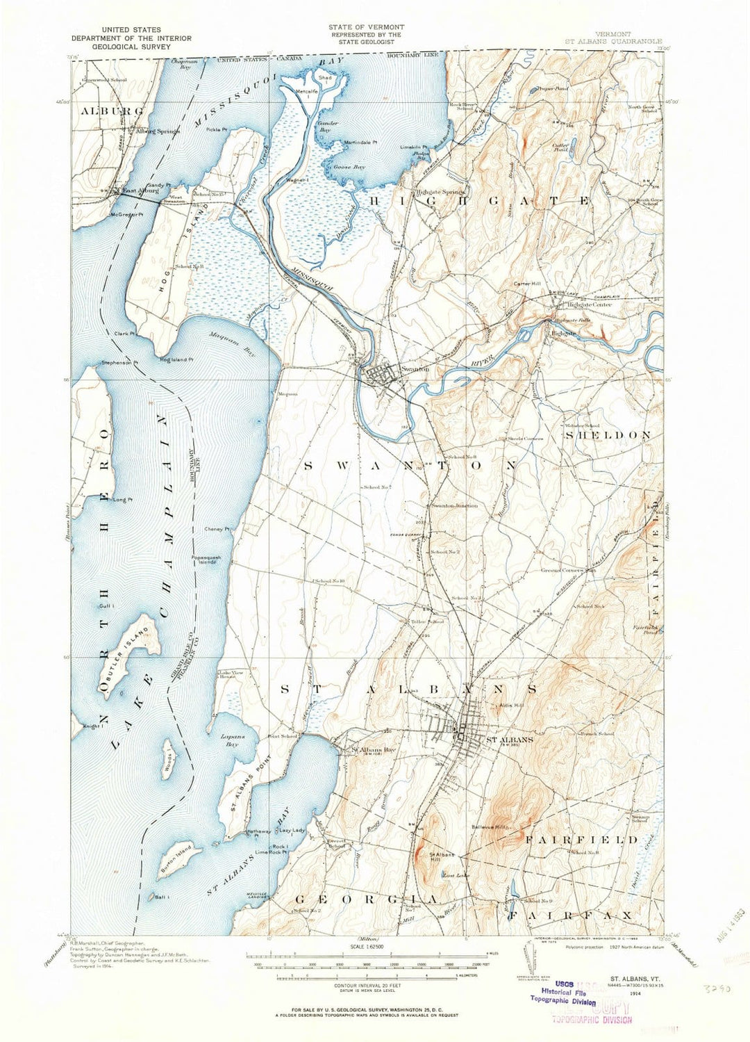 1914 St. Albans, VT - Vermont - USGS Topographic Map v2