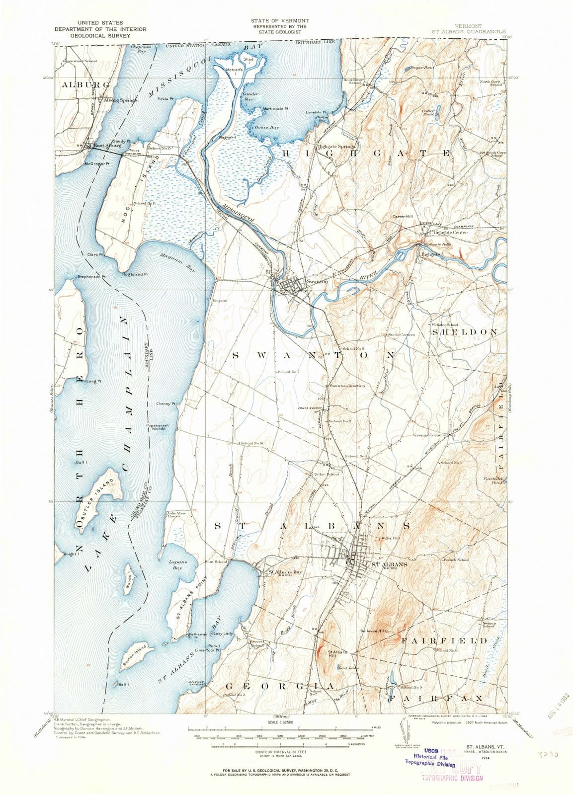 1914 St. Albans, VT - Vermont - USGS Topographic Map v2