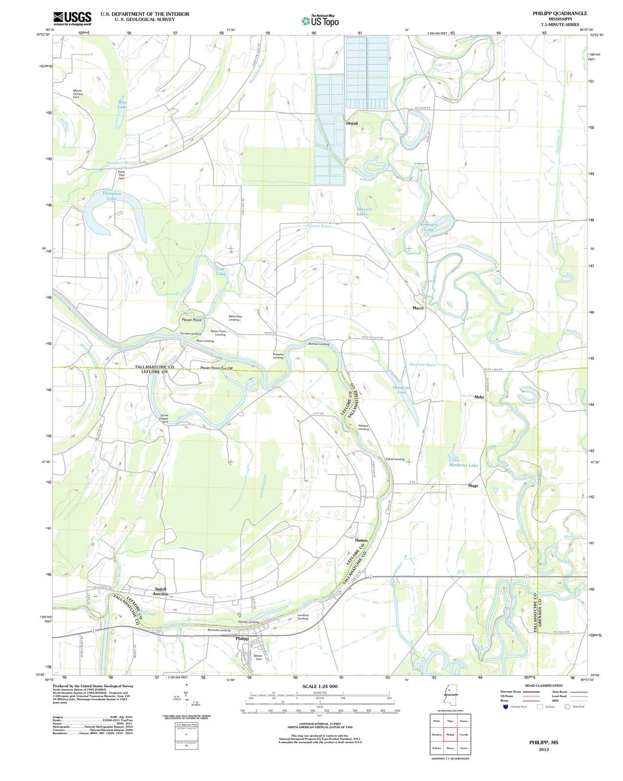 2012 Philipp, MS - Mississippi - USGS Topographic Map