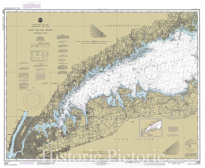 Historic Nautical Map Long Island Sound Western Part, 1994 NOAA Ch
