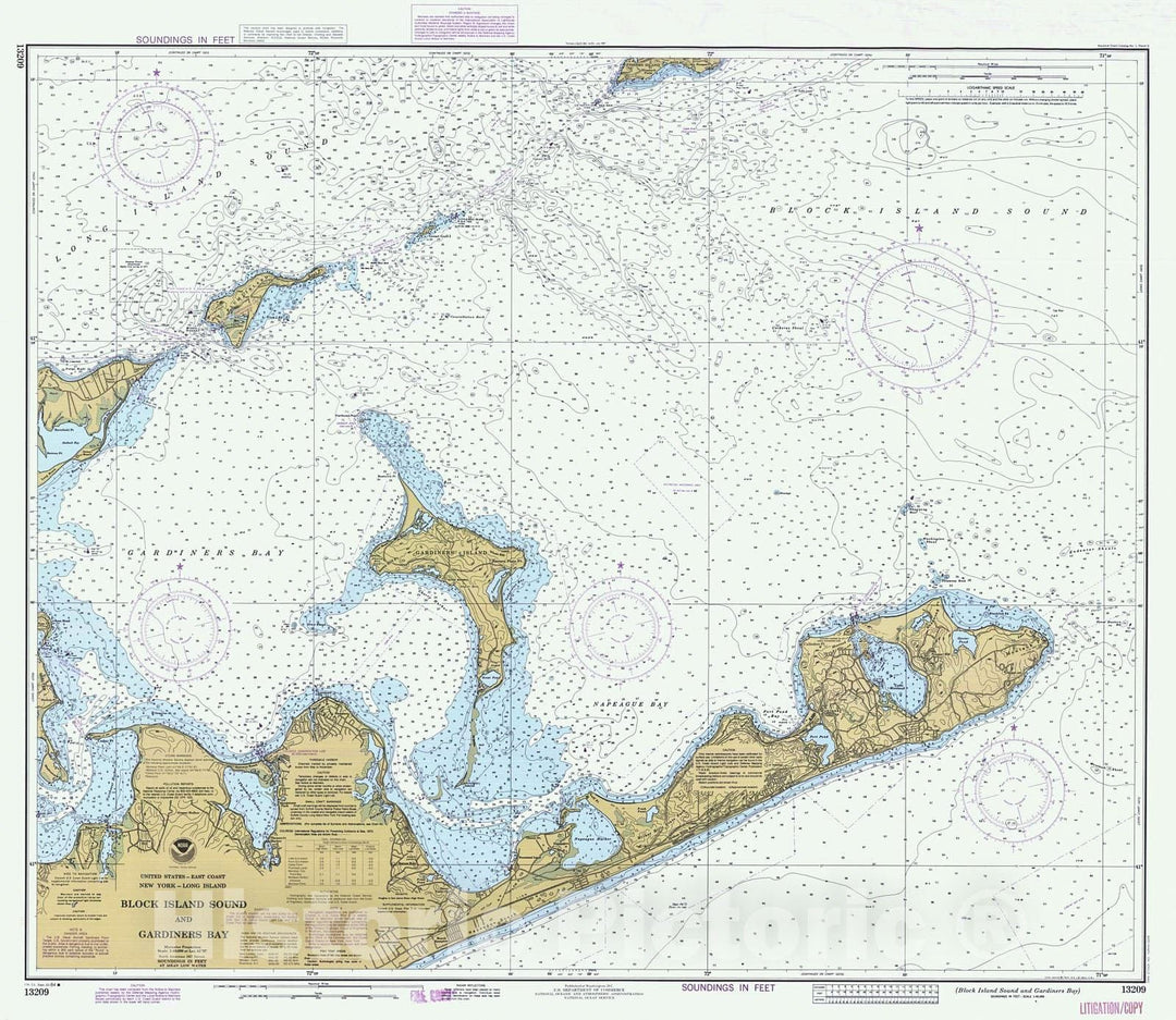 Historic Nautical Map - Block Island Sound And Gardiners Bay, 1984 NOAA Chart - New York (NY) - Vintage Wall Art