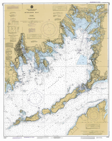 Historic Nautical Map - Buzzards Bay, 1982 NOAA Chart - Massachusetts (MA) - Vintage Wall Art