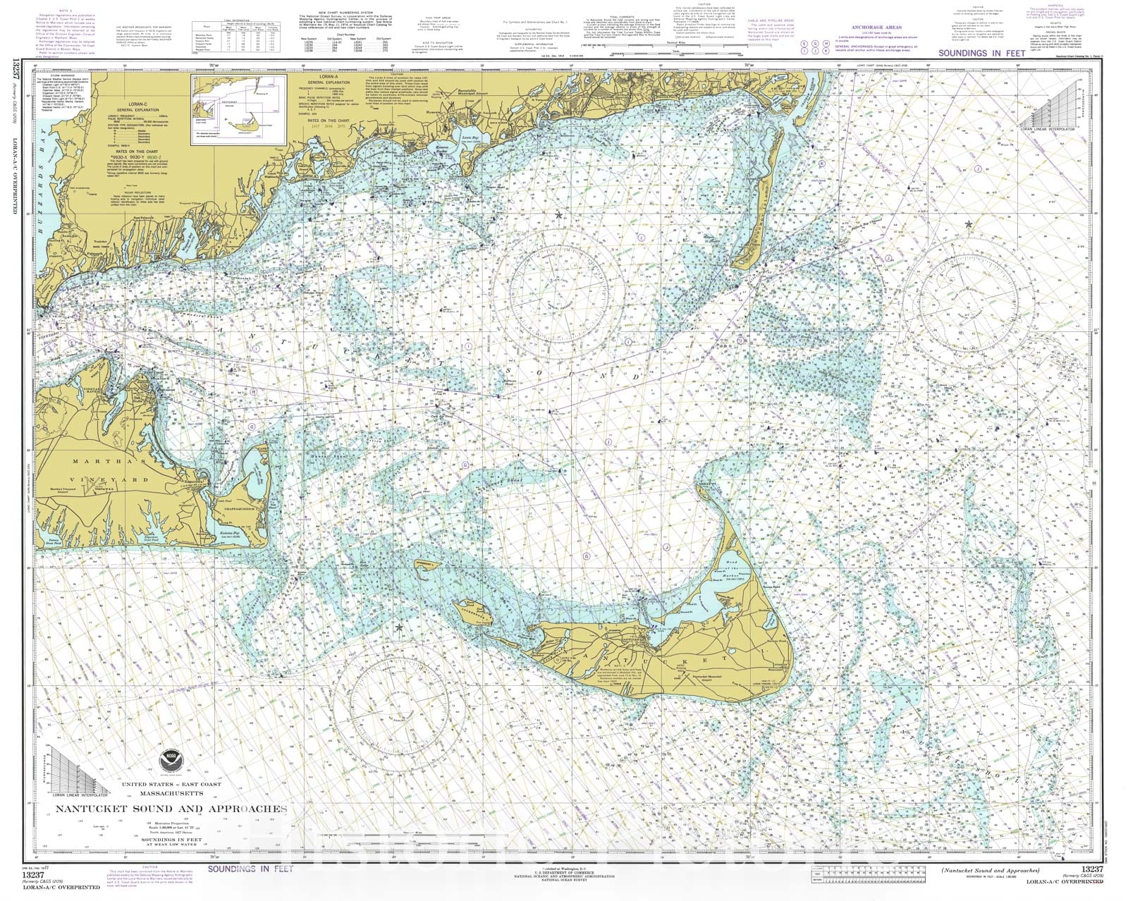 Historic Nautical Map - Nantucket Sound And Approaches, 1977 NOAA Chart - Massachusetts (MA) - Vintage Wall Art