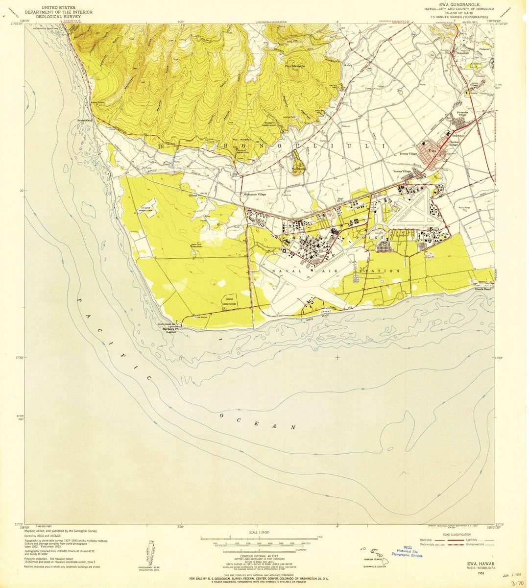 1953 EWA, HI - Hawaii - USGS Topographic Map