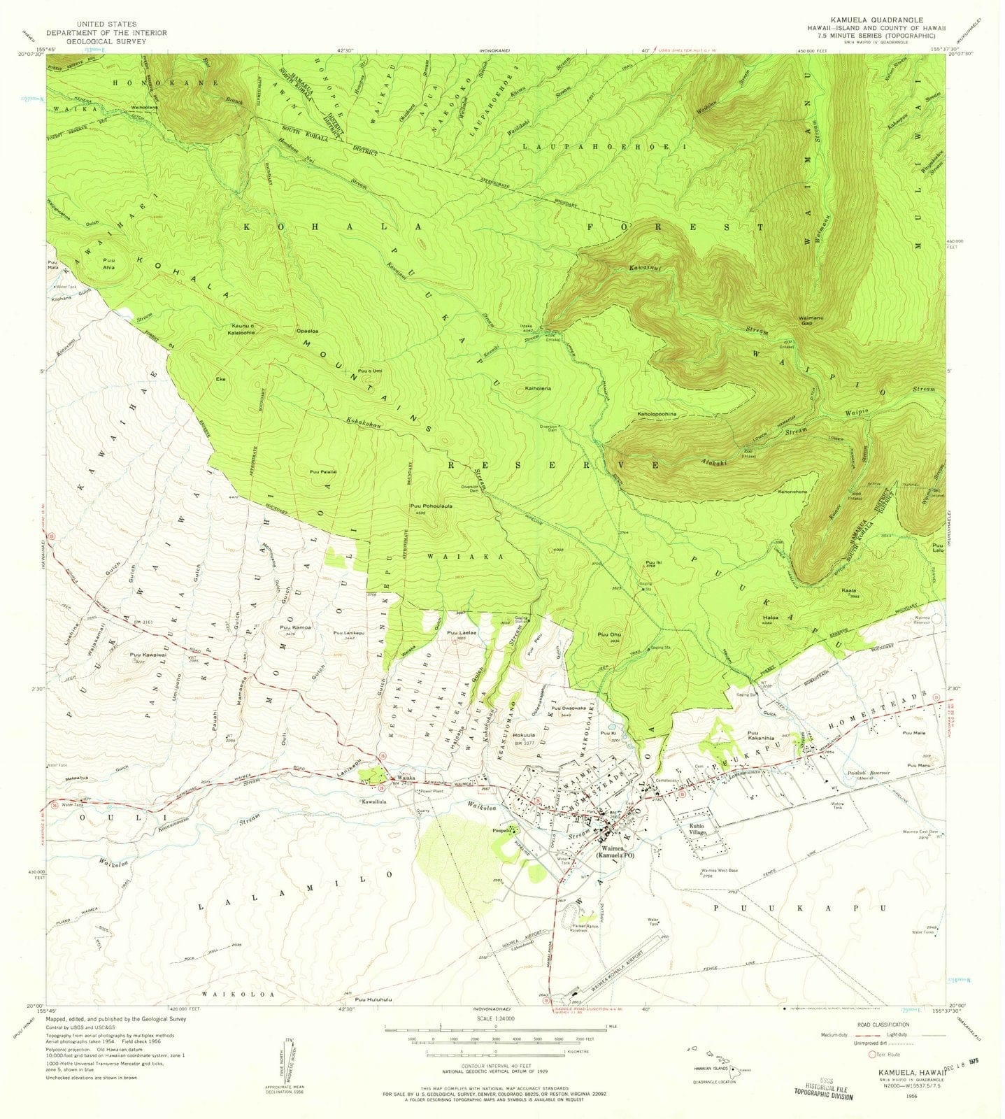 1956 Kamuela, HI - Hawaii - USGS Topographic Map