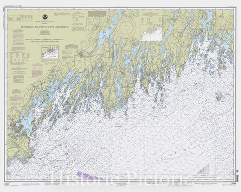 Historic Nautical Map - Monhegan Island To Cape Elizabeth, 1995 NOAA Chart - Maine (ME) - Vintage Wall Art