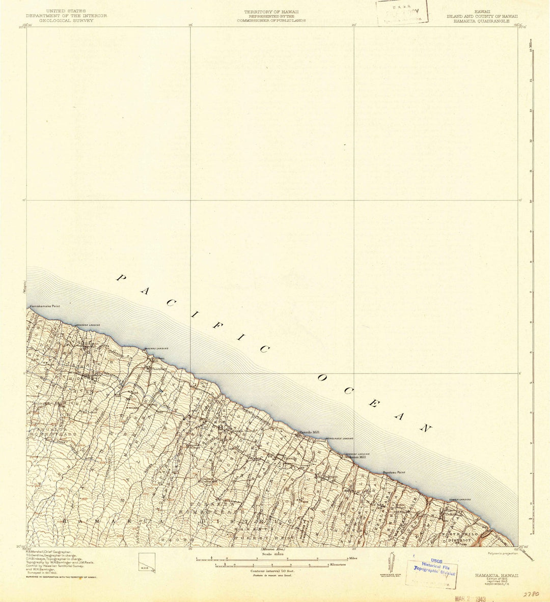 1915 Hamakua, HI - Hawaii - USGS Topographic Map