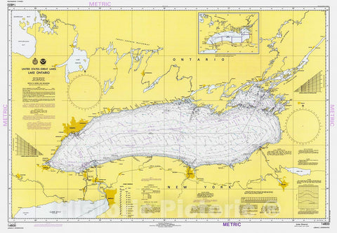 Historic Nautical Map - Lake Ontario, 1980 NOAA Chart - New York (NY) - Vintage Wall Art