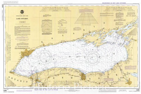Historic Nautical Map - Lake Ontario, 1984 NOAA Chart - New York (NY) - Vintage Wall Art