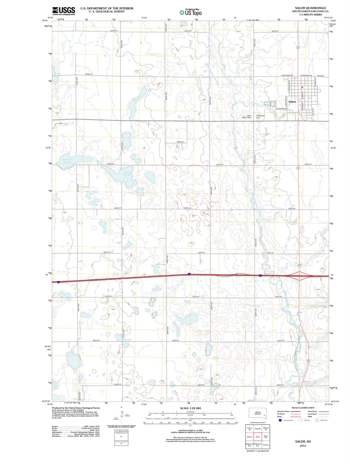 2012 Salem, SD - South Dakota - USGS Topographic Map v2