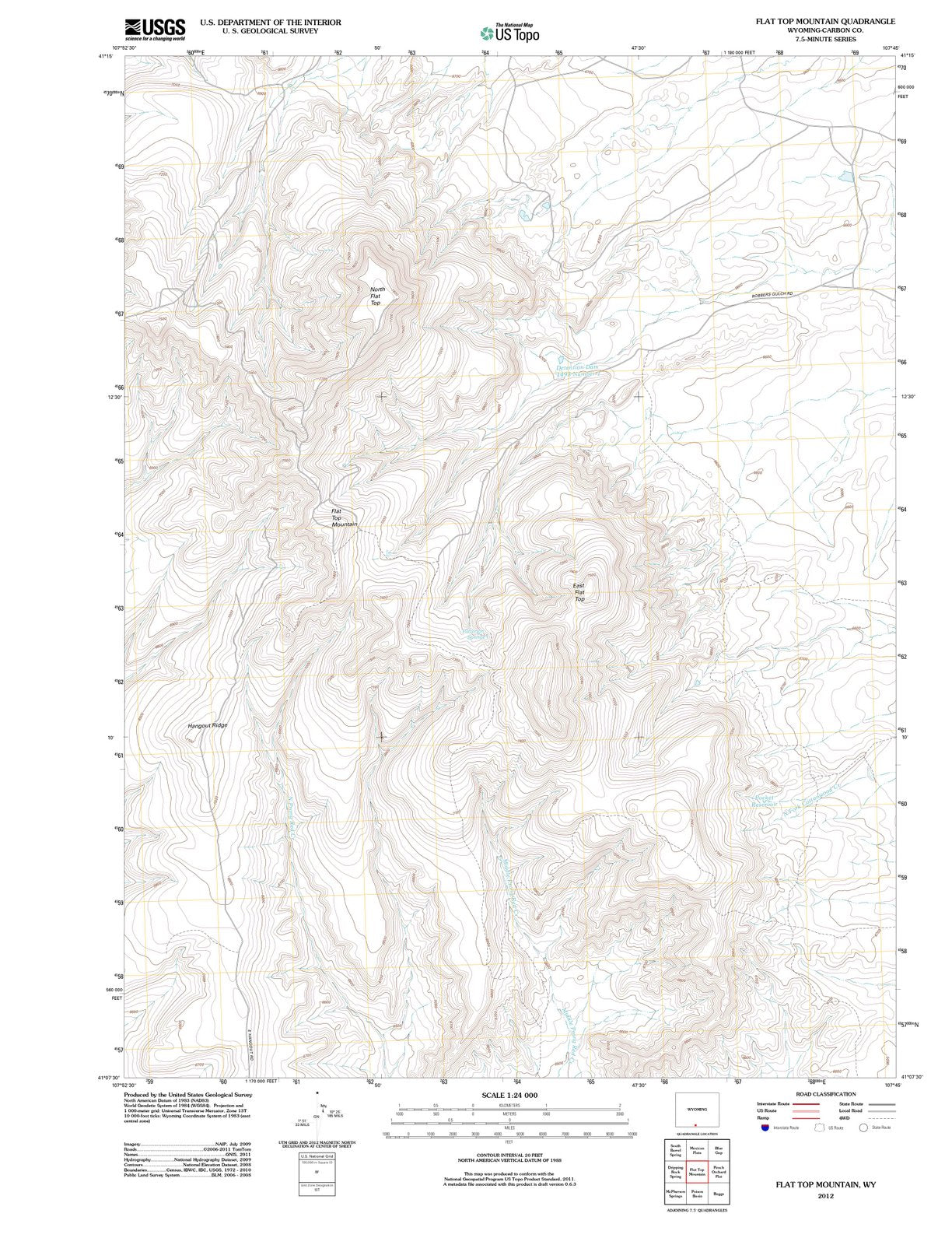 2012 Flat Top Mountain, WY - Wyoming - USGS Topographic Map