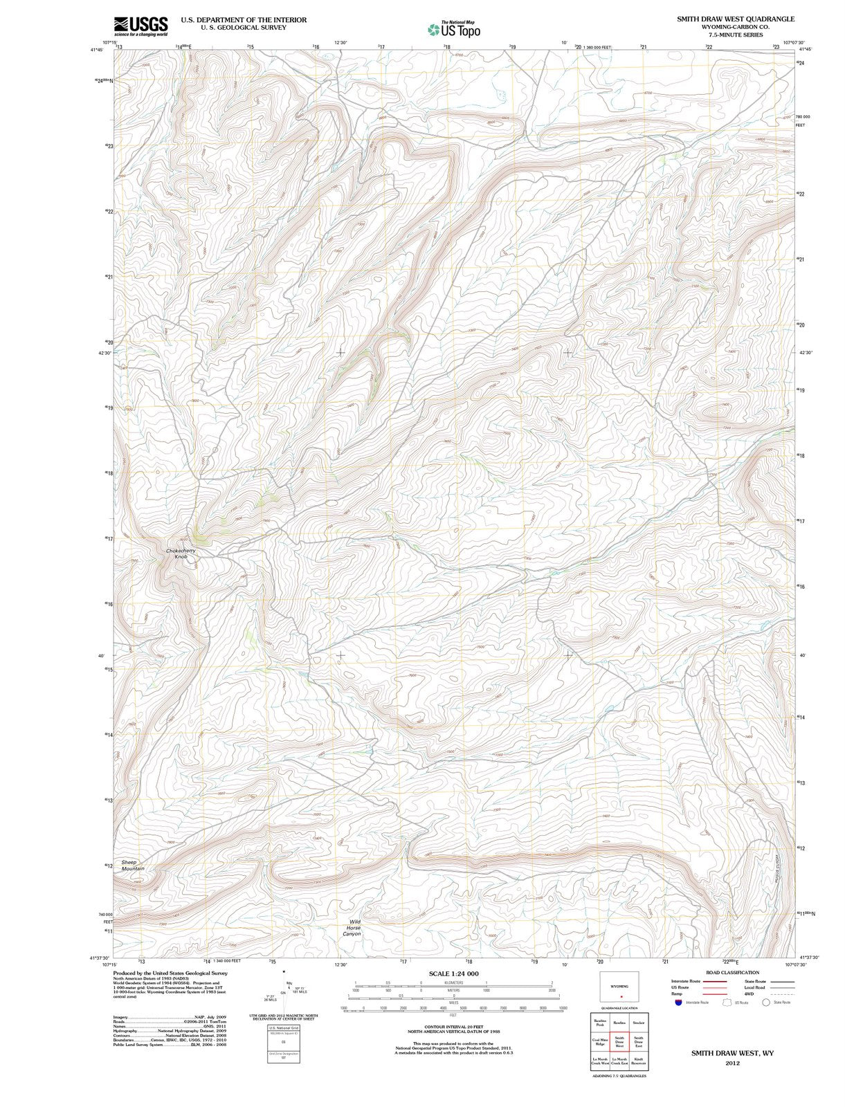 2012 Smithraw West, WY - Wyoming - USGS Topographic Map