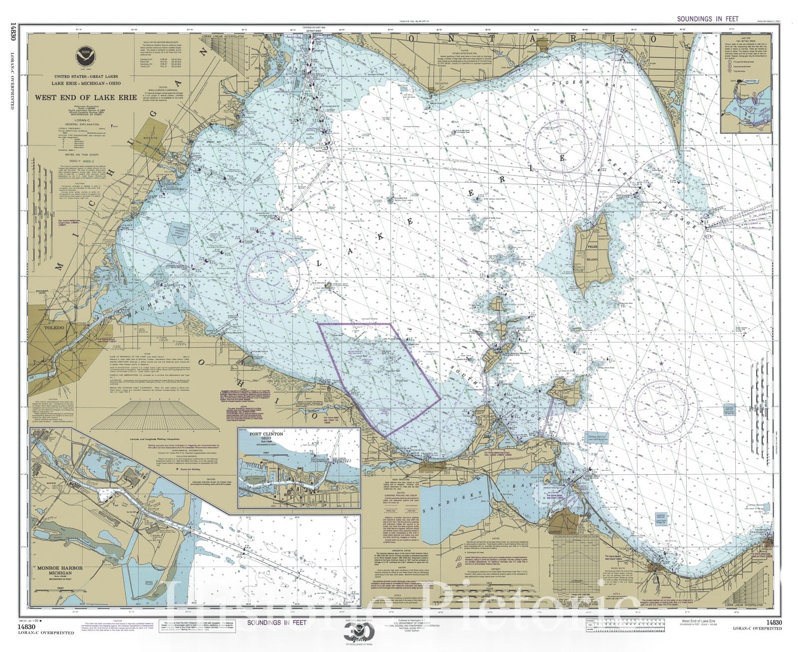 Historic Nautical Map - West End Of Lake Erie, 2000 NOAA Chart - Michigan, Ohio (MI, OH) - Vintage Wall Art