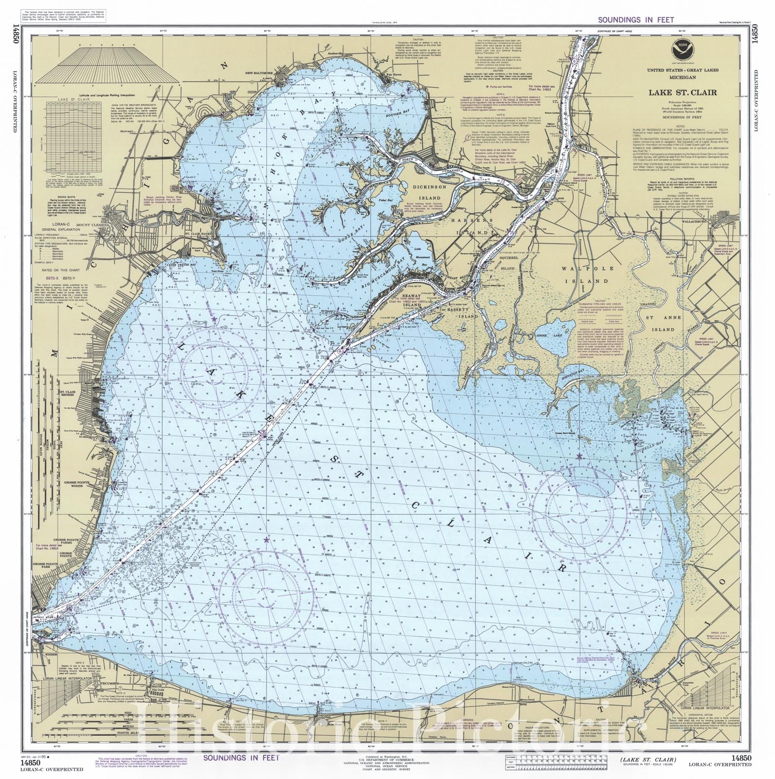 Historic Nautical Map - Lake St Clair, 1995 NOAA Chart - Michigan (MI) - Vintage Wall Art