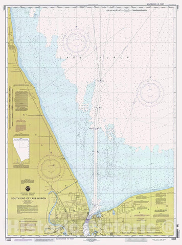 Historic Nautical Map - South End Of Lake Huron, 1999 NOAA Chart - Michigan (MI) - Vintage Wall Art