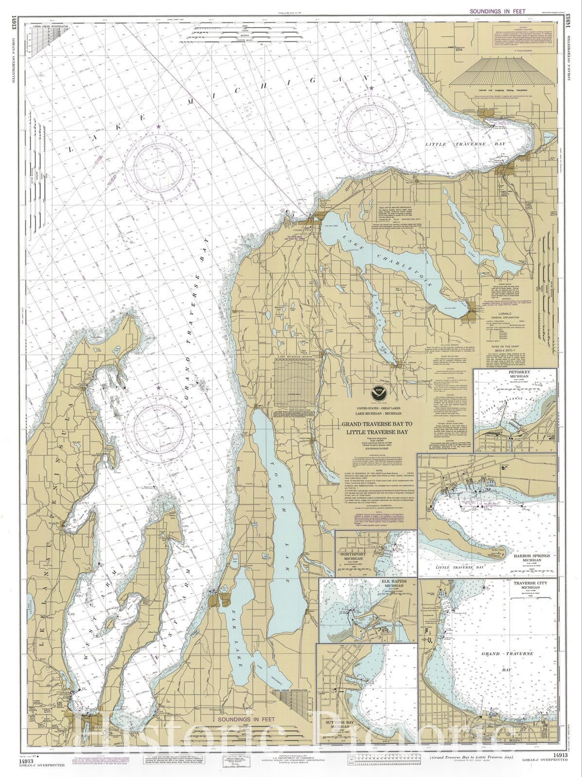Historic Nautical Map - Grand Traverse Bay To Little Traverse Bay, 1991 NOAA Chart - Michigan (MI) - Vintage Wall Art