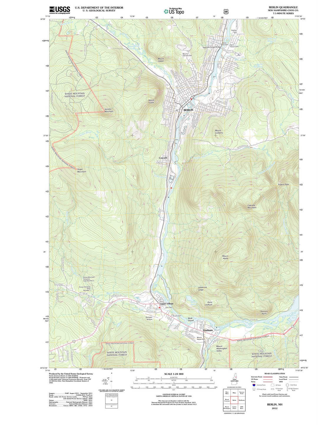 2012 Berlin, NH - New Hampshire - USGS Topographic Map