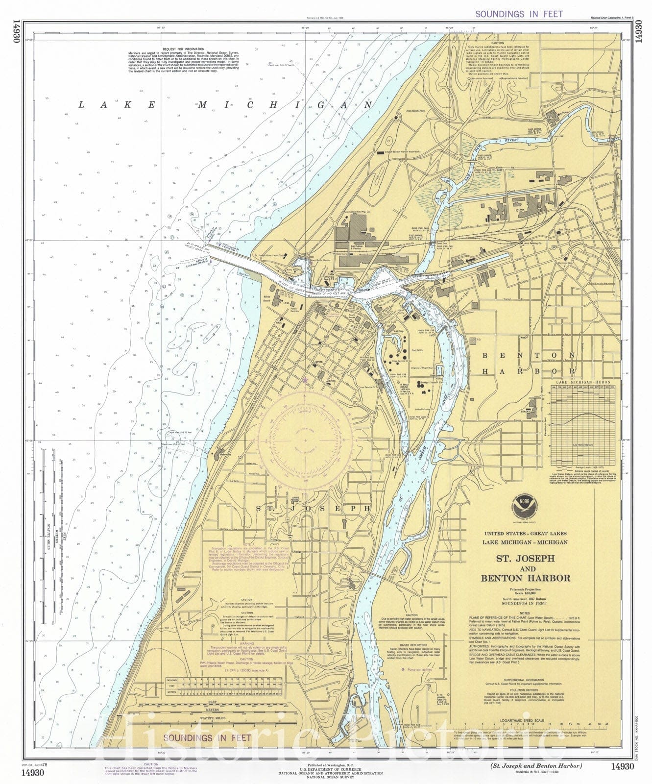 Historic Nautical Map - St Joseph And Benton Harbor, 1978 NOAA Chart - Michigan (MI) - Vintage Wall Art