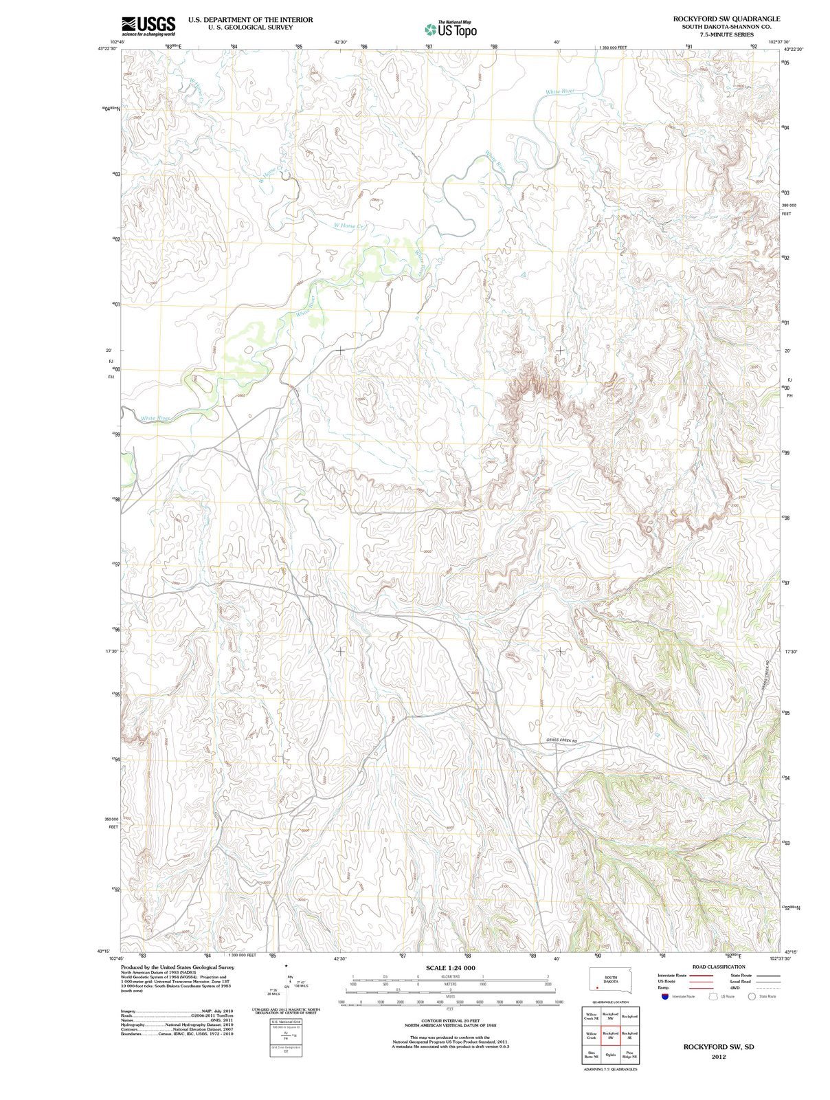 2012 Rockyford, SD - South Dakota - USGS Topographic Map v2