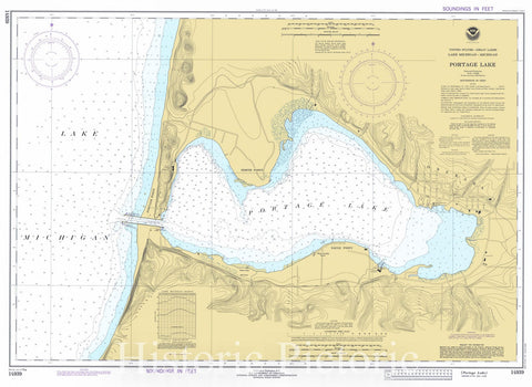 Historic Nautical Map - Portage Lake, 1979 NOAA Chart - Michigan (MI) - Vintage Wall Art