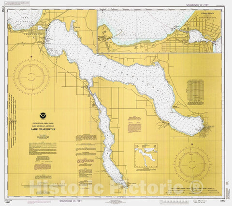 Historic Nautical Map - Lake Charlevoix, 1997 NOAA Chart - Michigan (MI) - Vintage Wall Art