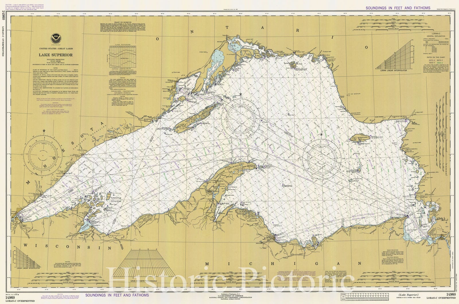 Historic Nautical Map - Lake Superior, 1980 NOAA Chart - Minnesota, Wisconsin, Michigan (MN, WI, MI) - Vintage Wall Art