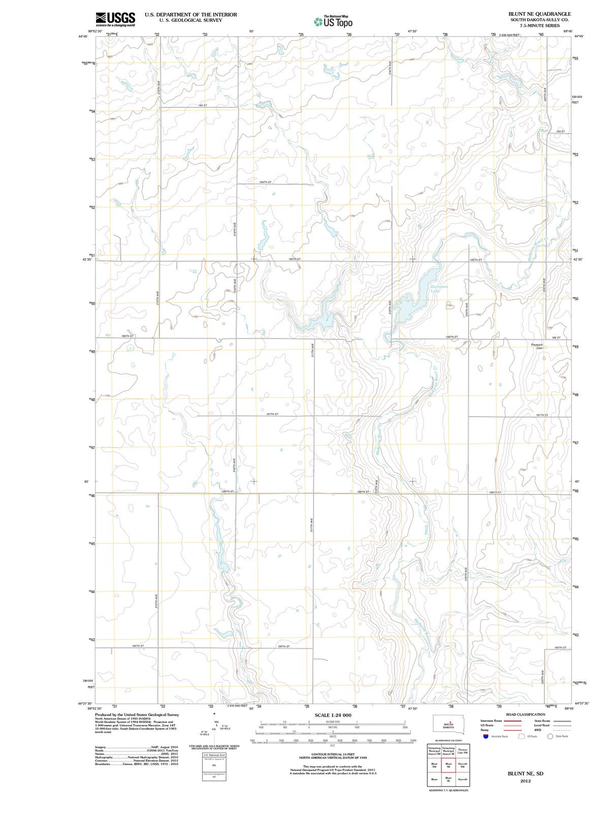 2012 Blunt, SD South Dakota USGS Topographic Map v2 Historic Pictoric