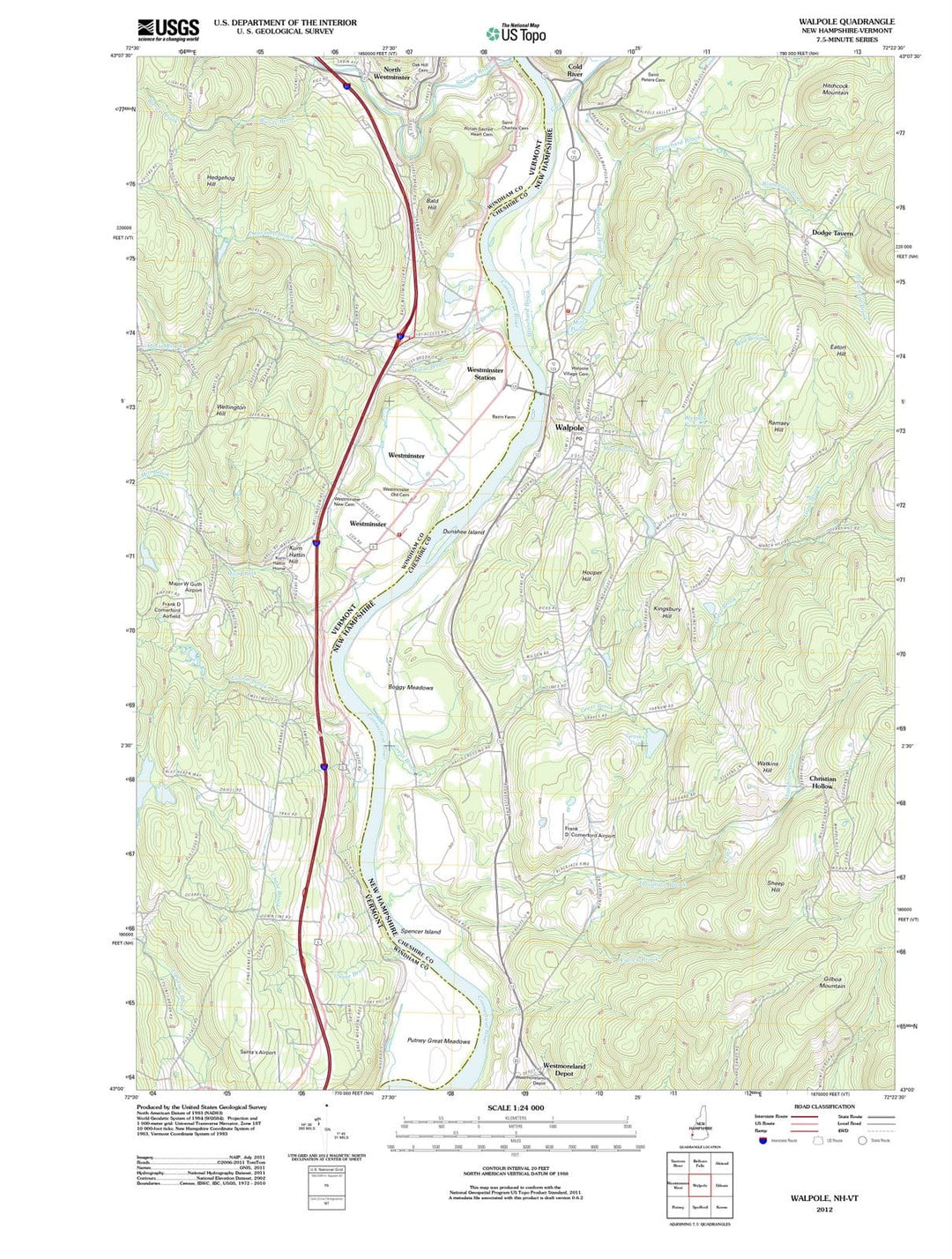 2012 Walpole, NH - New Hampshire - USGS Topographic Map