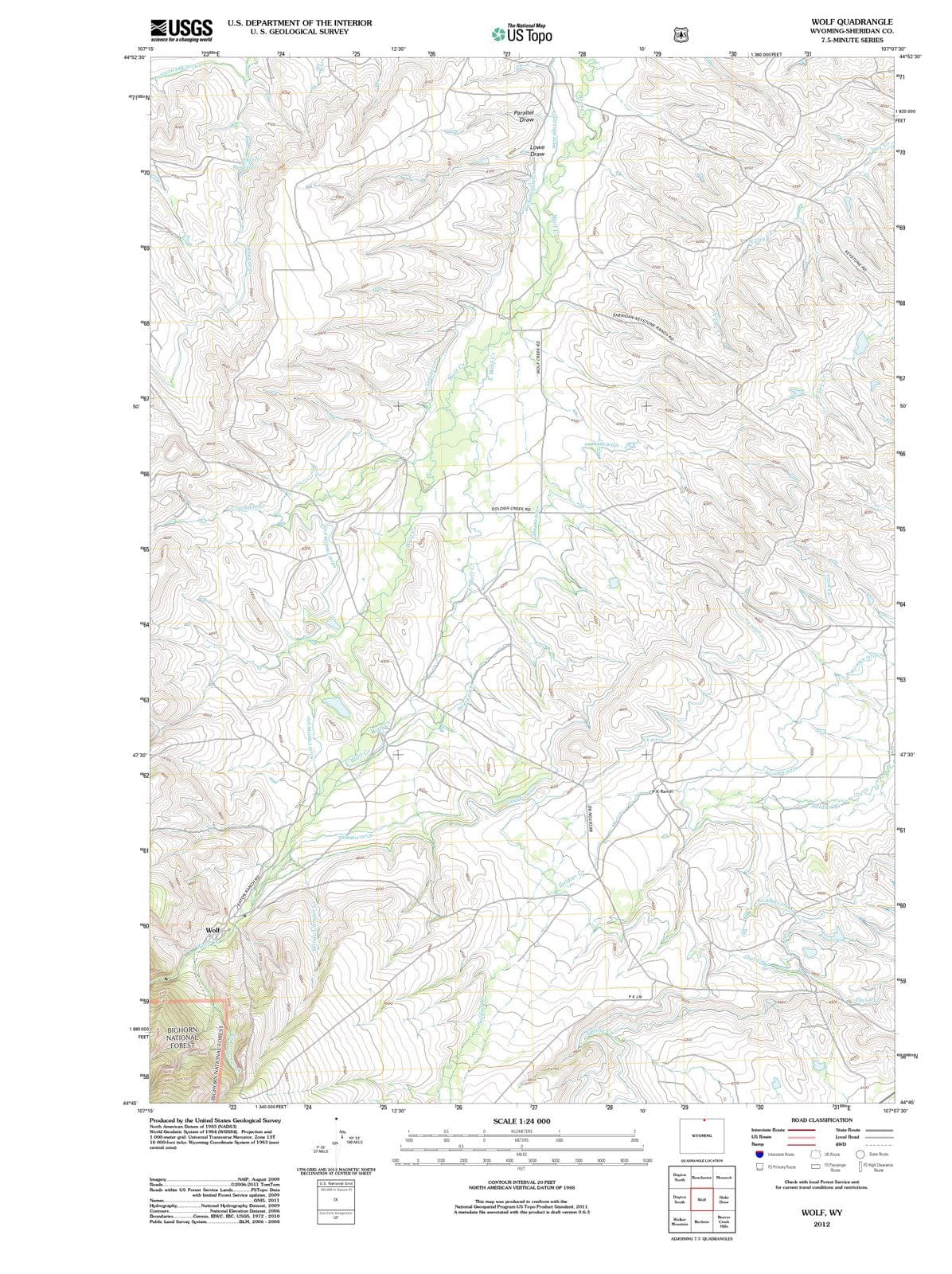 2012 Wolf, WY - Wyoming - USGS Topographic Map