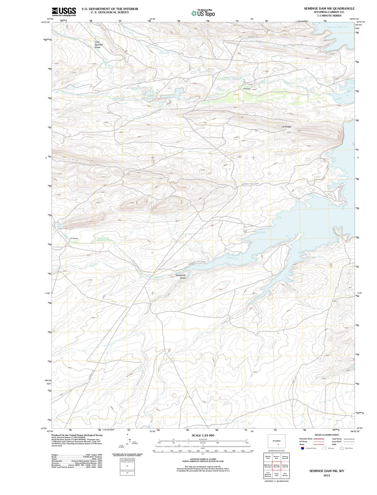 2012 Seminoeam, WY - Wyoming - USGS Topographic Map v4