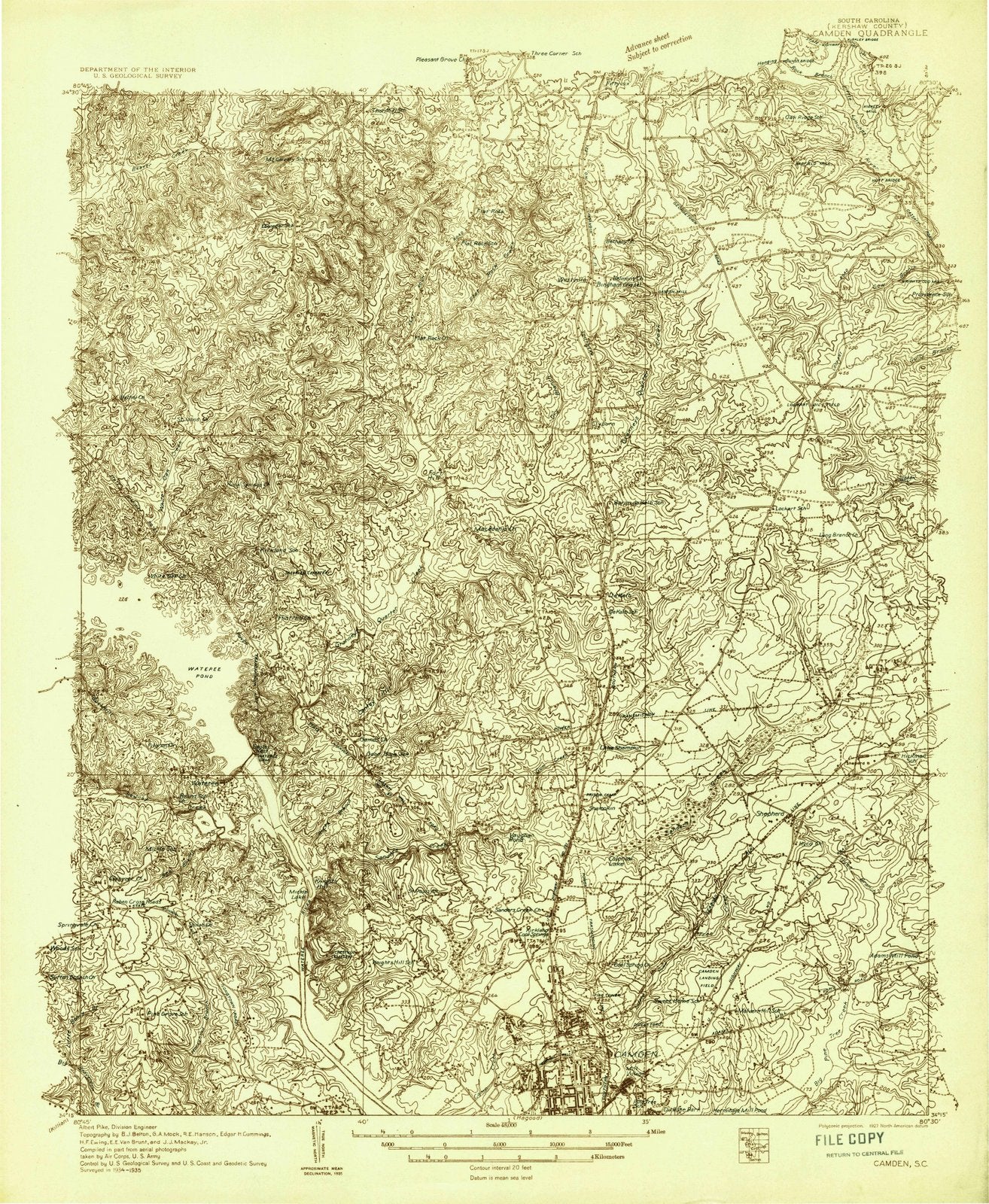 1935 Camden, SC - South Carolina - USGS Topographic Map