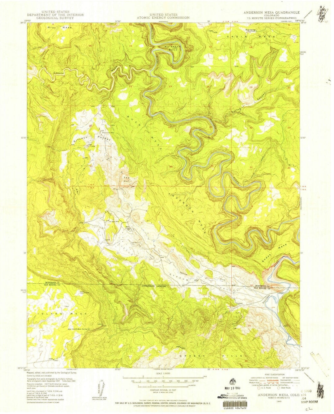 1949 Anderson Mesa, CO - Colorado - USGS Topographic Map
