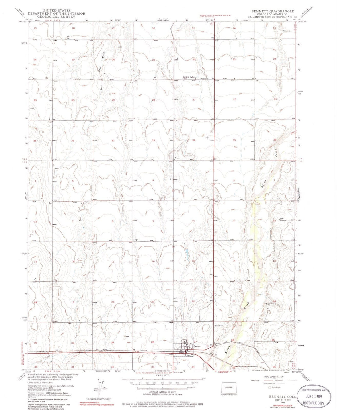 1949 Bennett, CO - Colorado - USGS Topographic Map