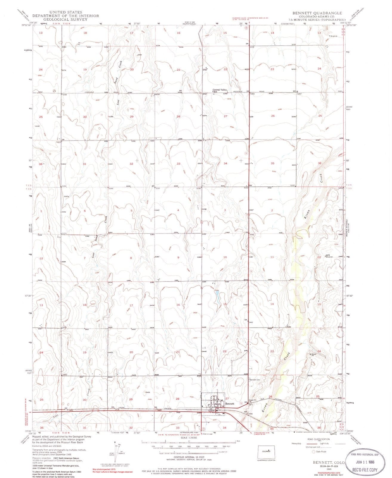 1949 Bennett, CO - Colorado - USGS Topographic Map