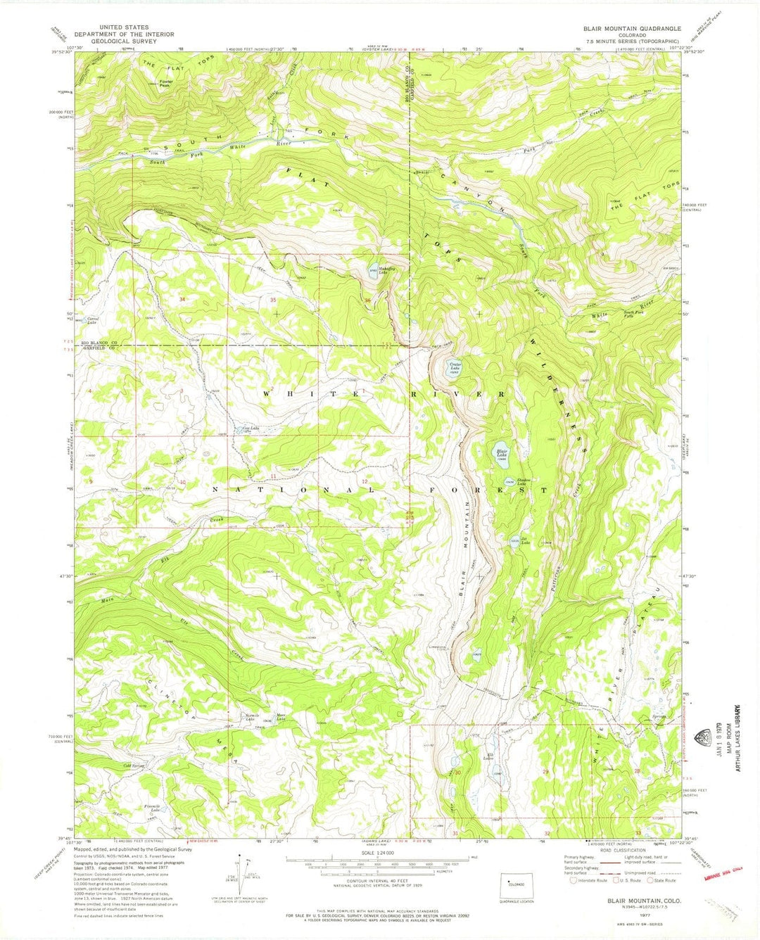 1977 Blair Mountain, CO - Colorado - USGS Topographic Map