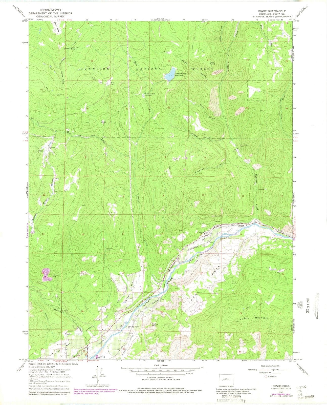 1965 Bowie, CO - Colorado - USGS Topographic Map