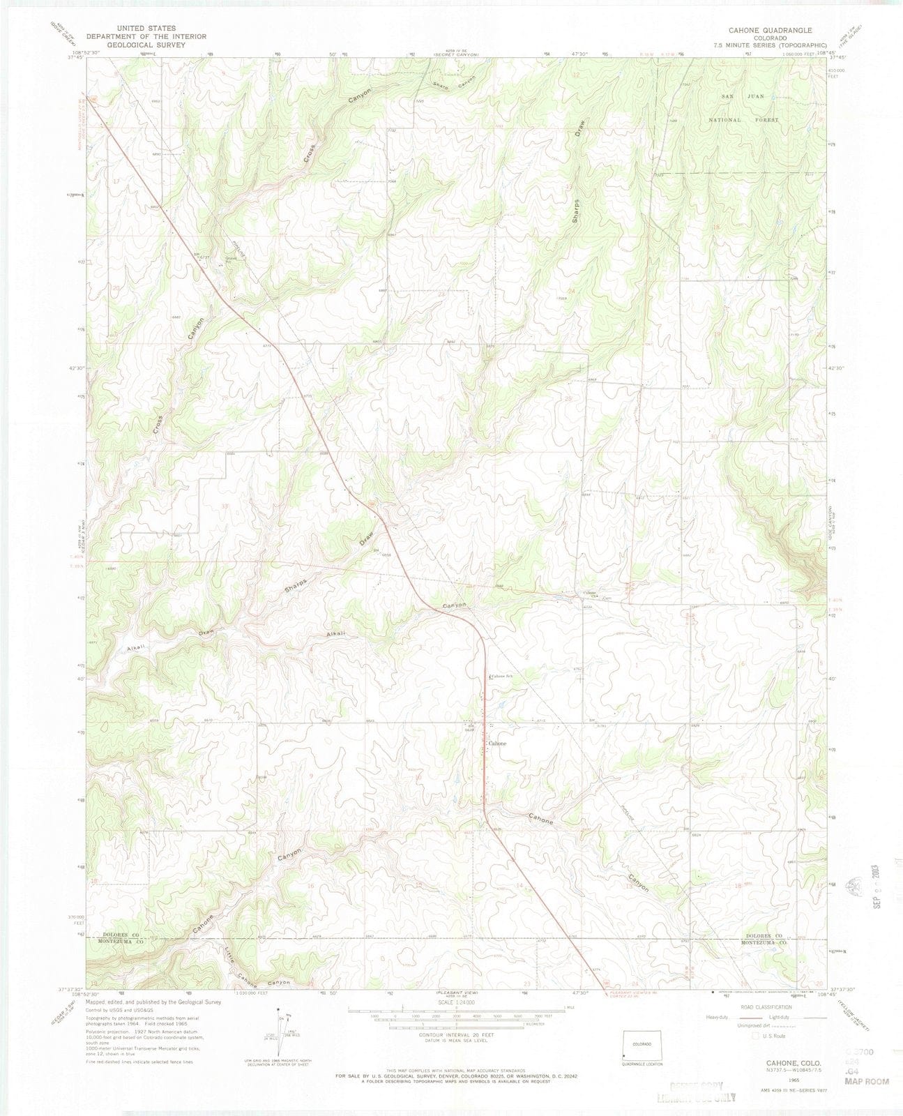 1965 Cahone, CO - Colorado - USGS Topographic Map