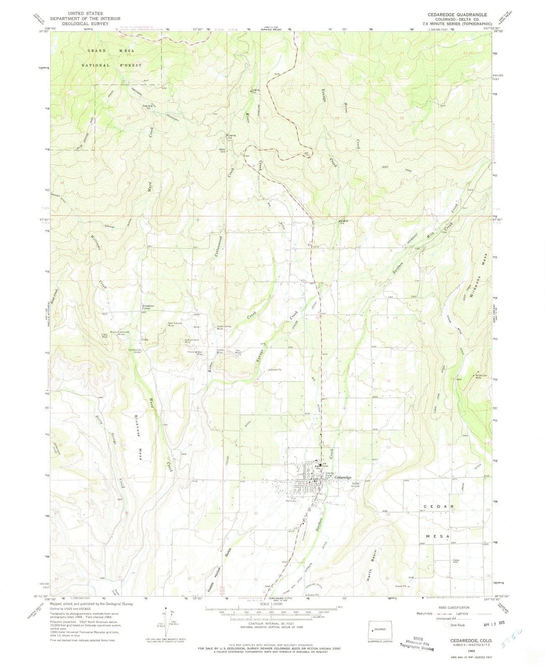 1965 Cedaredge, CO - Colorado - USGS Topographic Map