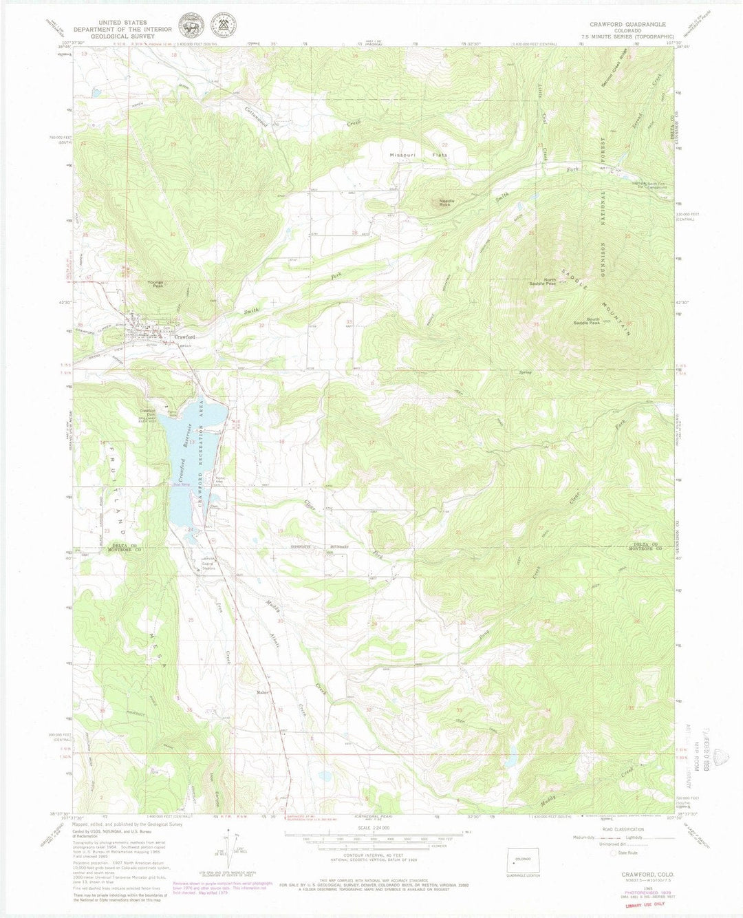 1965 Crawford, CO - Colorado - USGS Topographic Map
