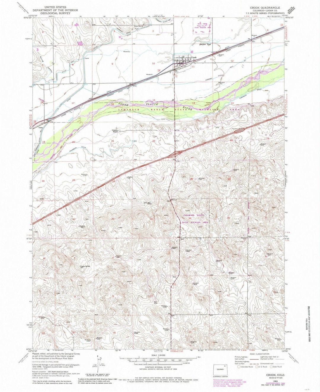 1953 Crook, CO - Colorado - USGS Topographic Map