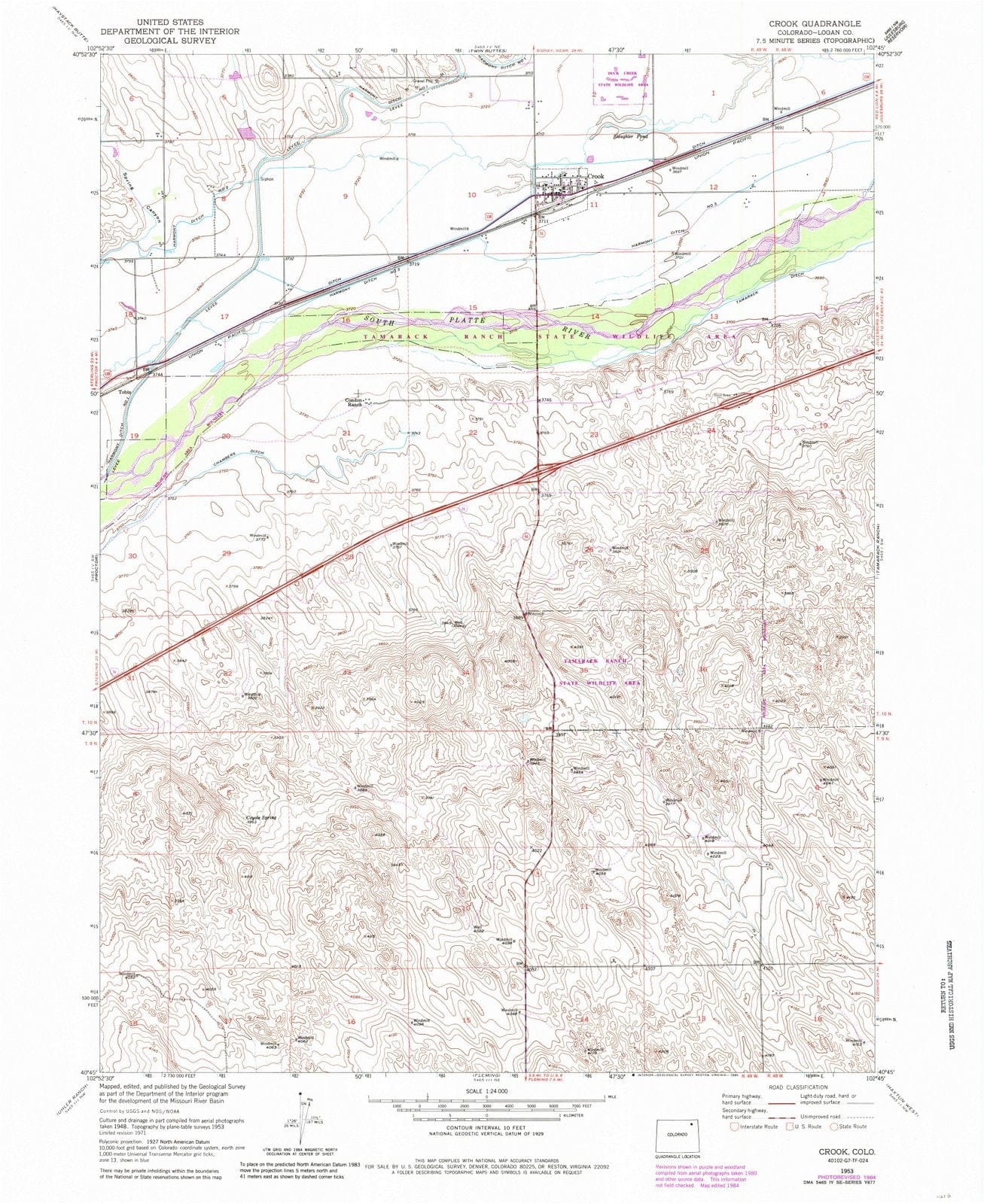 1953 Crook, CO - Colorado - USGS Topographic Map