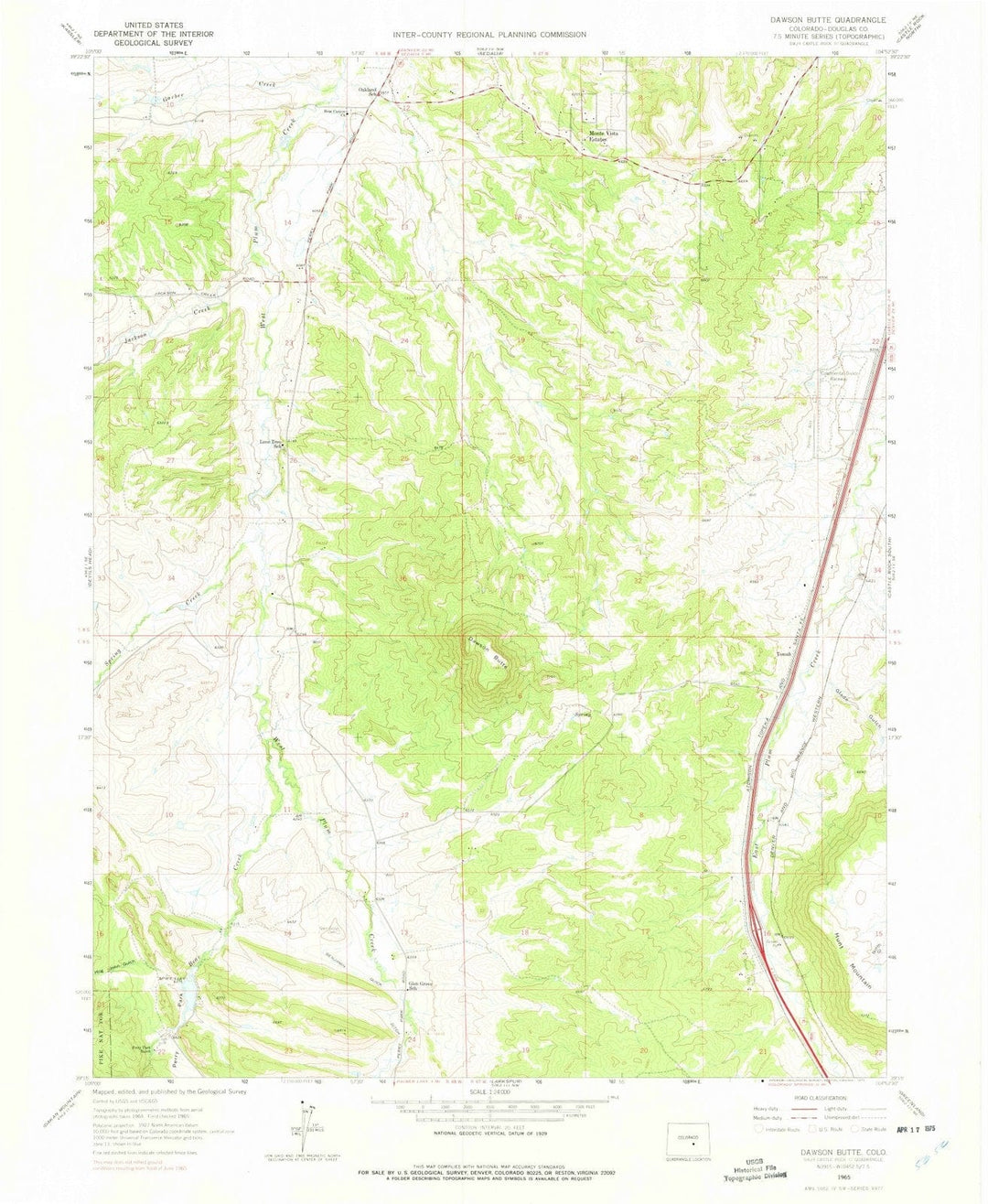 1965 Dawson Butte, CO - Colorado - USGS Topographic Map